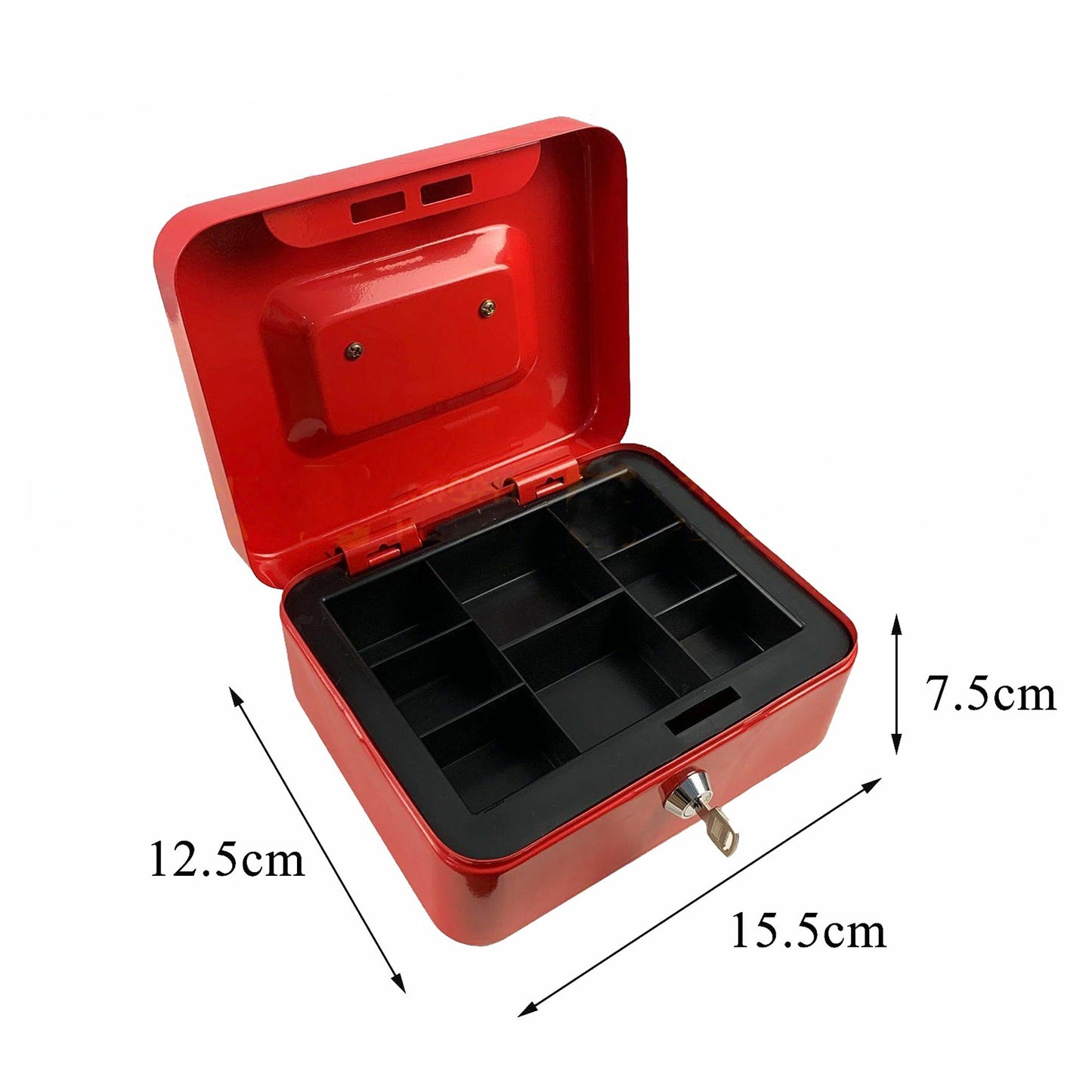 Blue Portable Lockable Cash Box with Coin Slot and Key Lock