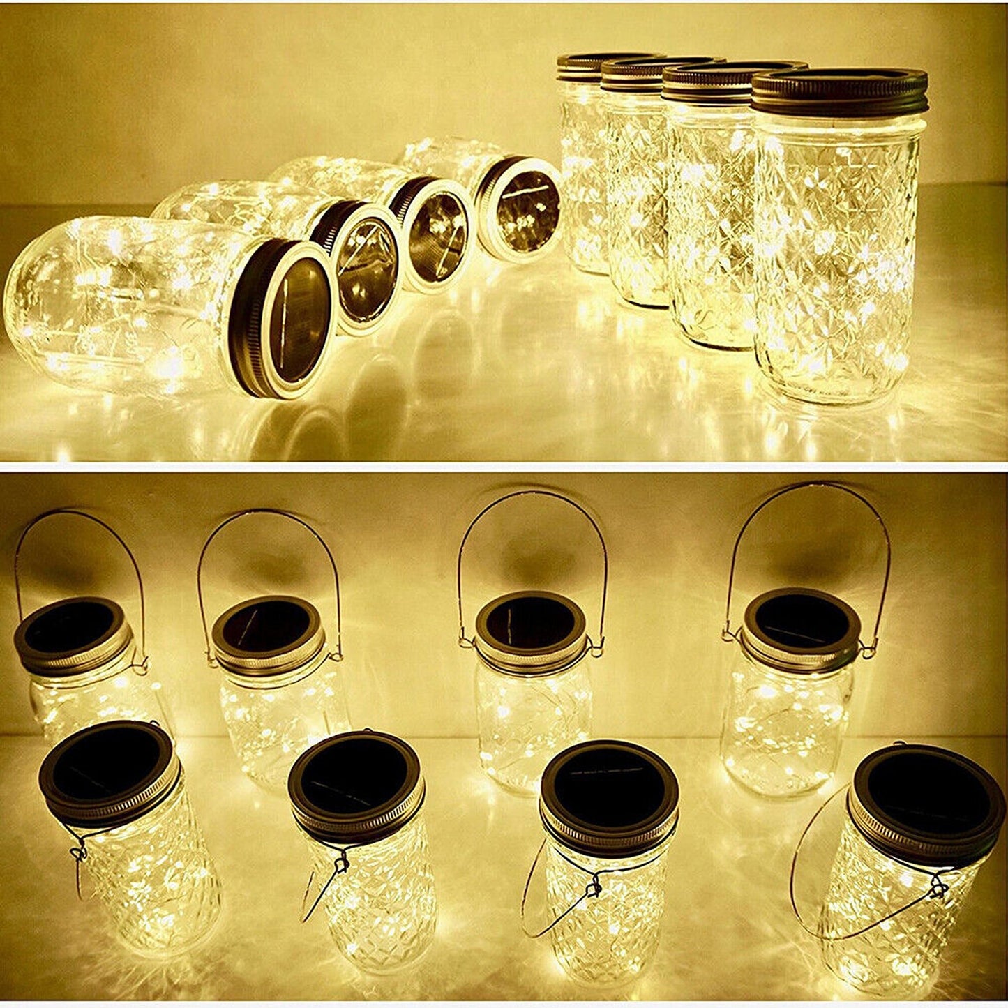 Outdoor Solar Powered Mason Jar Fairy Lights Garden Wedding Decor Lamp