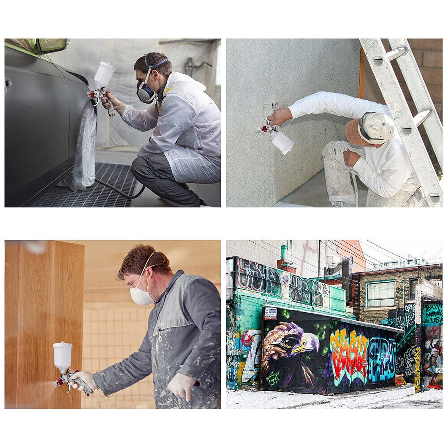 Gravity Feed HVLP Spray Gun with 3 Nozzles for Auto Painting