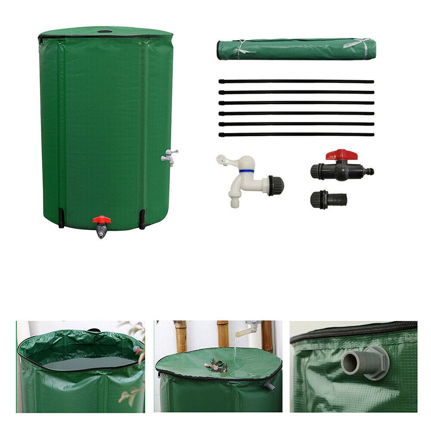 Collapsible Water Storage Tank with Mesh Filter for Rainwater Collection 250L