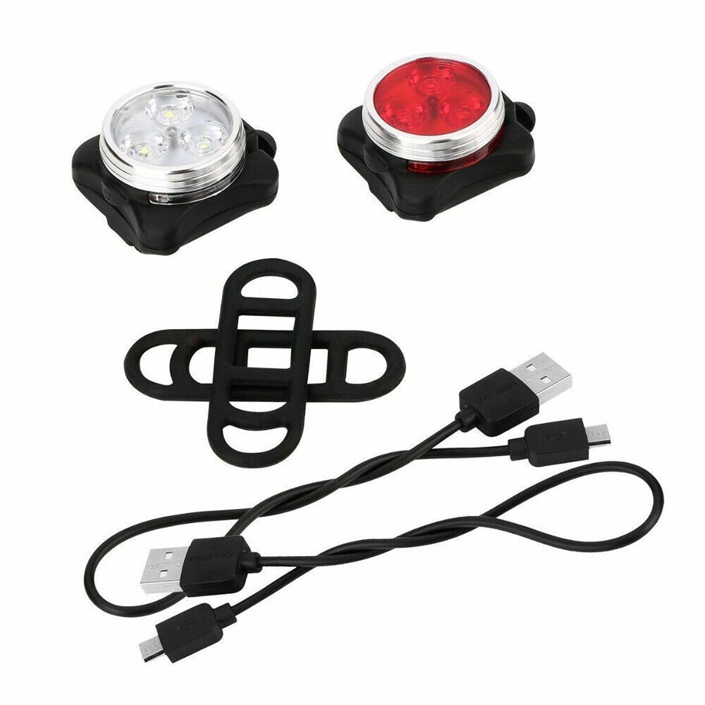 USB Rechargeable Bike Light Set IPX4 Waterproof Front and Rear Tail Lamp