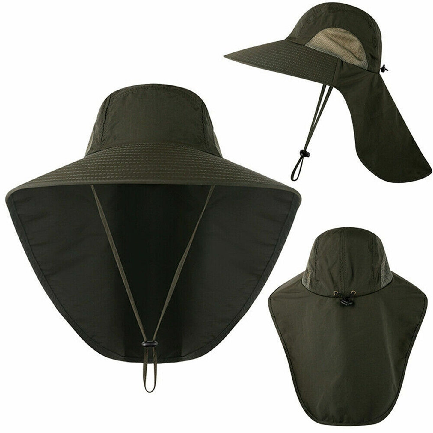 Unisex Sun Protection Hat with Neck Flap Wide Brim Outdoor Fishing Cap