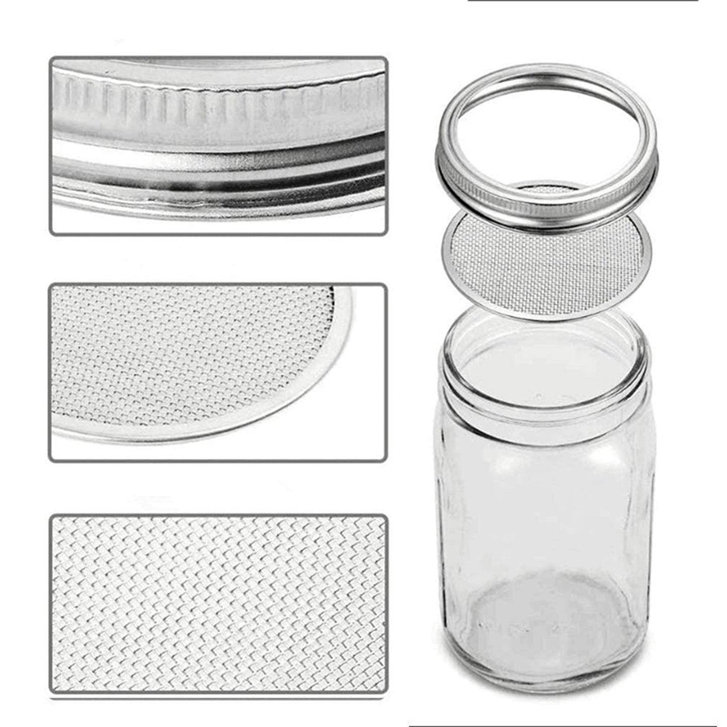 Mason Jar Seed Germination Kit with Sprouter Lids and Stands - 2 Sets