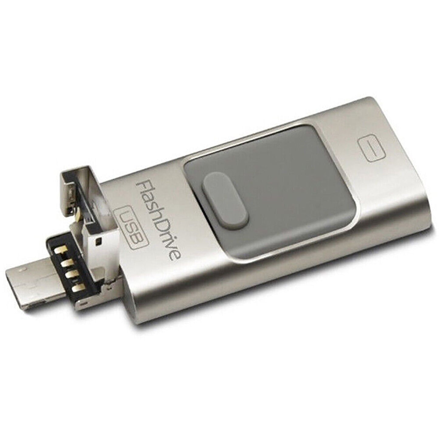 Silver 3 in 1 Flash Drive USB Memory Stick for IOS Android iPhone