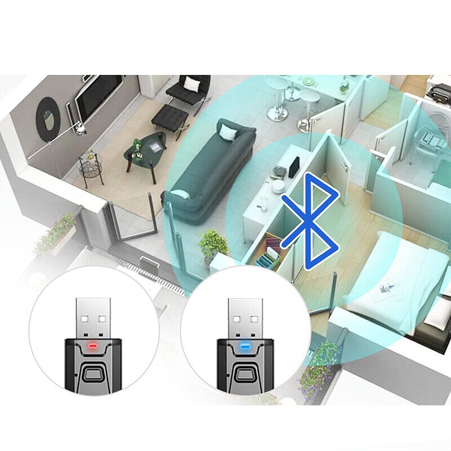 2-in-1 USB Bluetooth 5.0 Audio Transmitter and Receiver for TV and Speaker