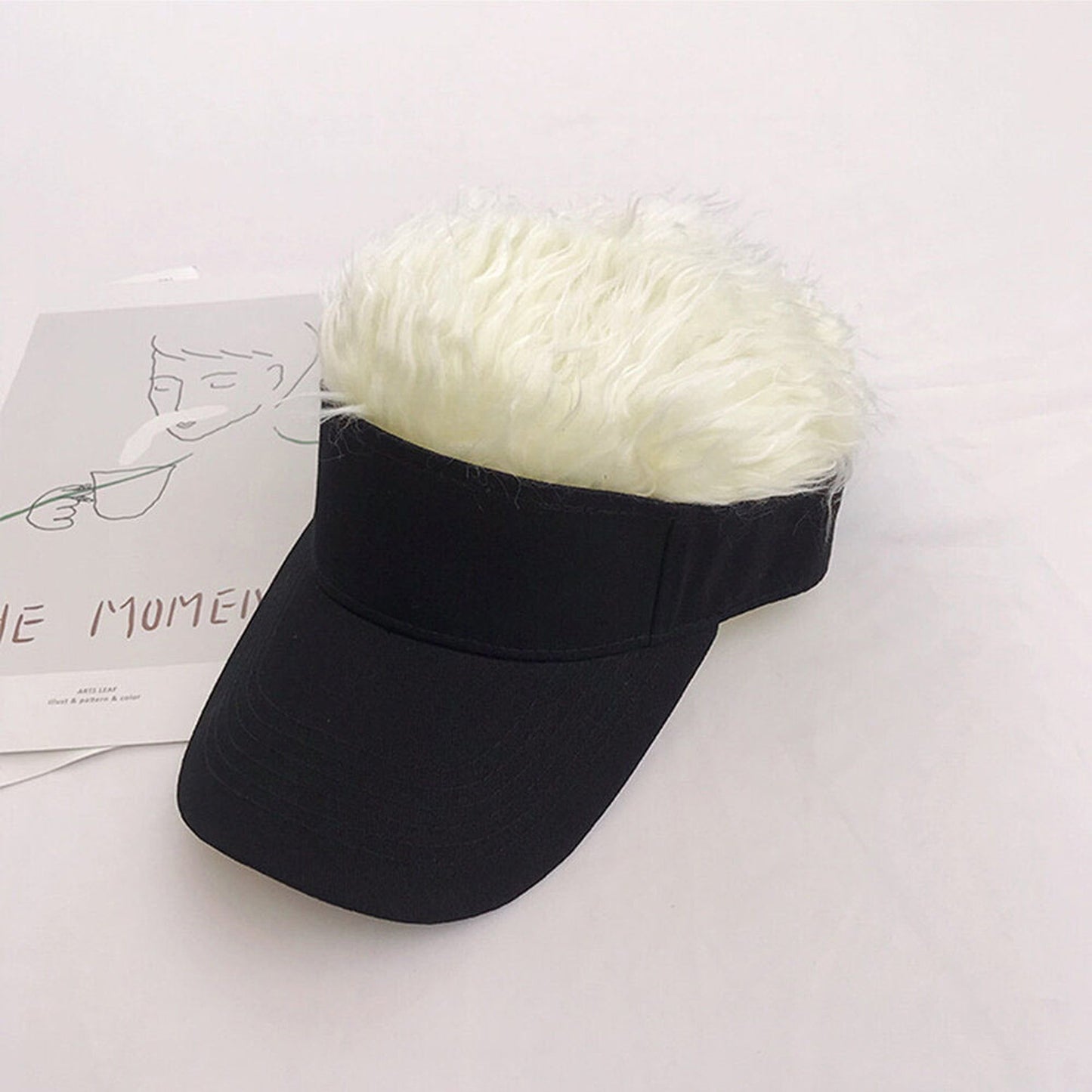 Baseball Cap with Wig Attached Sun Visor and Fun Hair for Men