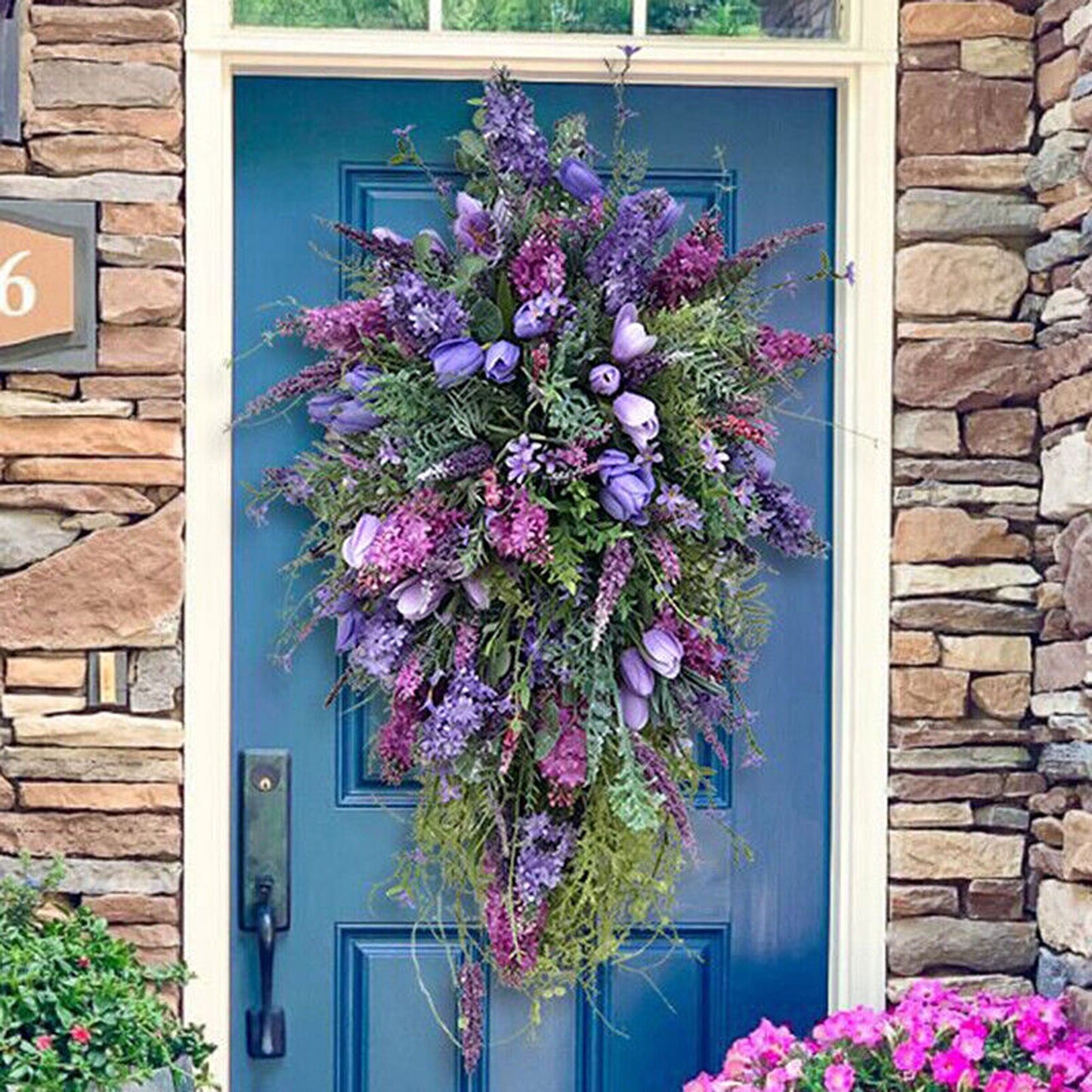 Front Door Artificial Spring Wreath Flower Garland Wall Decor