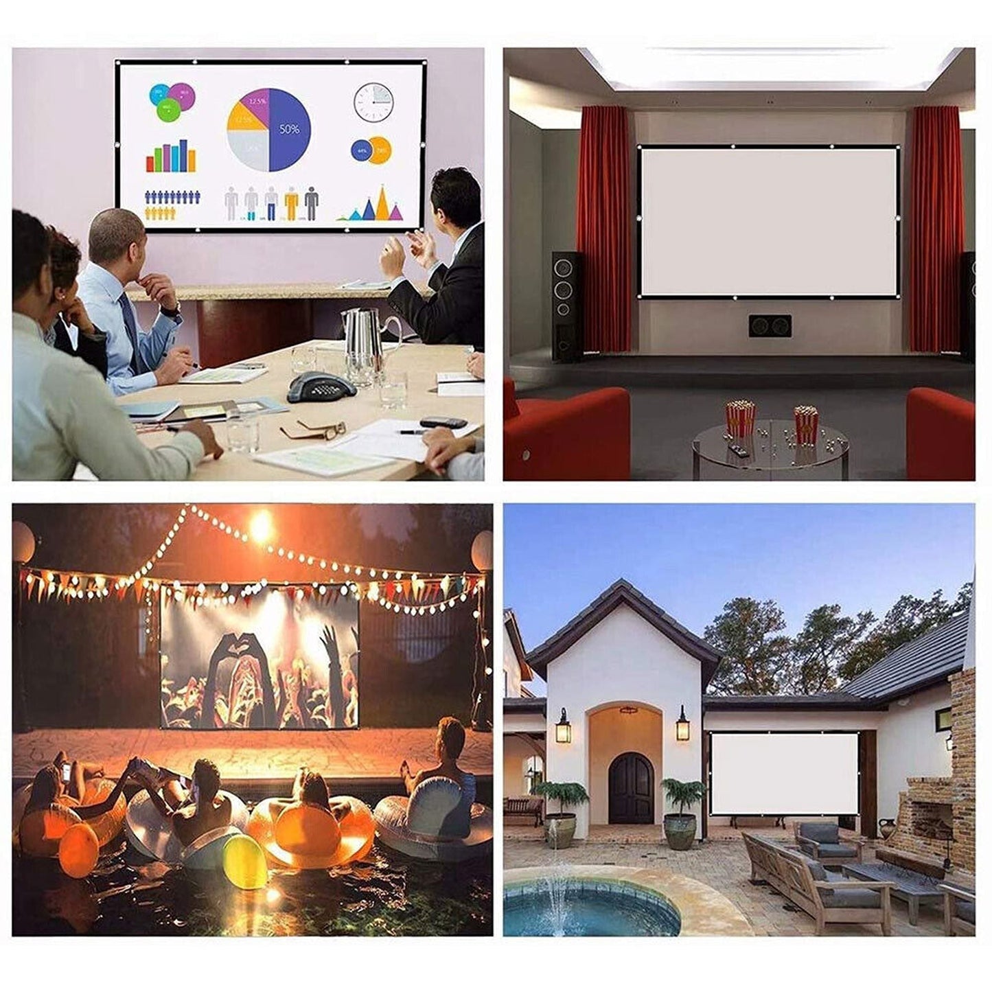 120-Inch Outdoor Hanging Projector Screen for Home Theater and Cinema Use