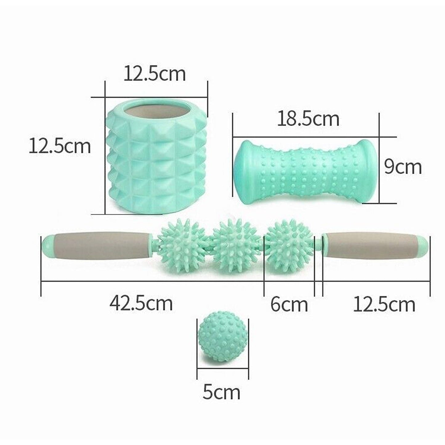 Yoga Muscle Relief Foam Roller Set 4-in-1 with Spiky Balls for Massage