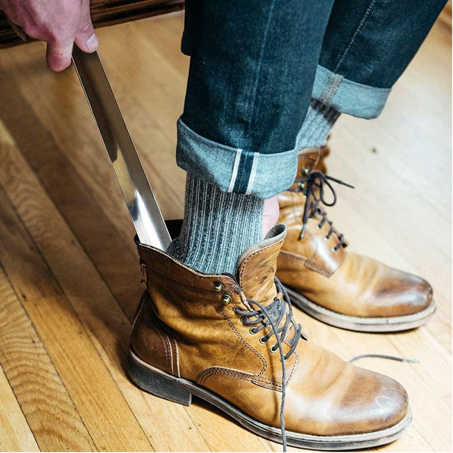 Stainless Shoehorn Handle Long Shoe Lifter Horn Tool 15/30/58/75cm