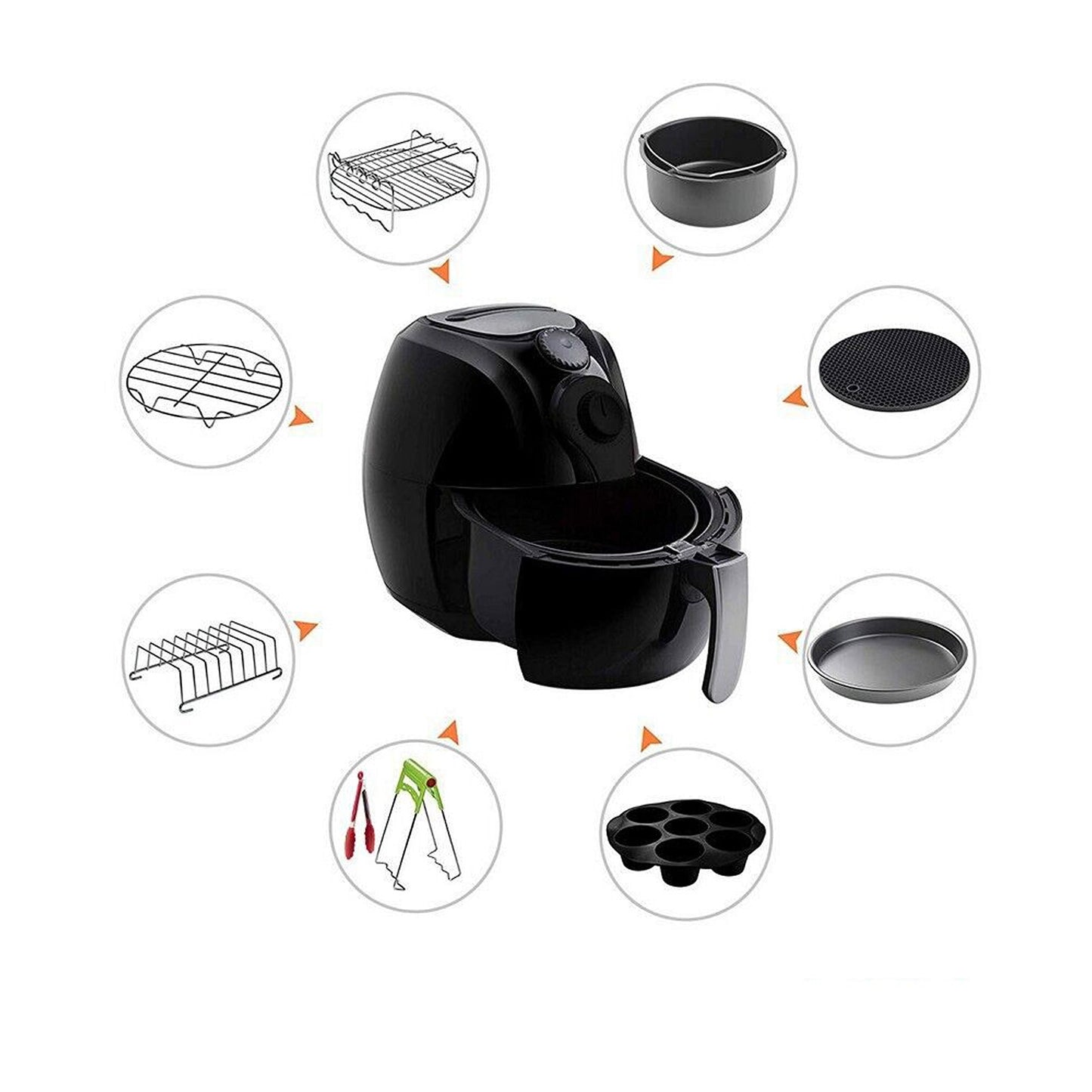 14-Piece Air Fryer Accessory Set BBQ Dish Rack and Baking Kit for 8in Fryers