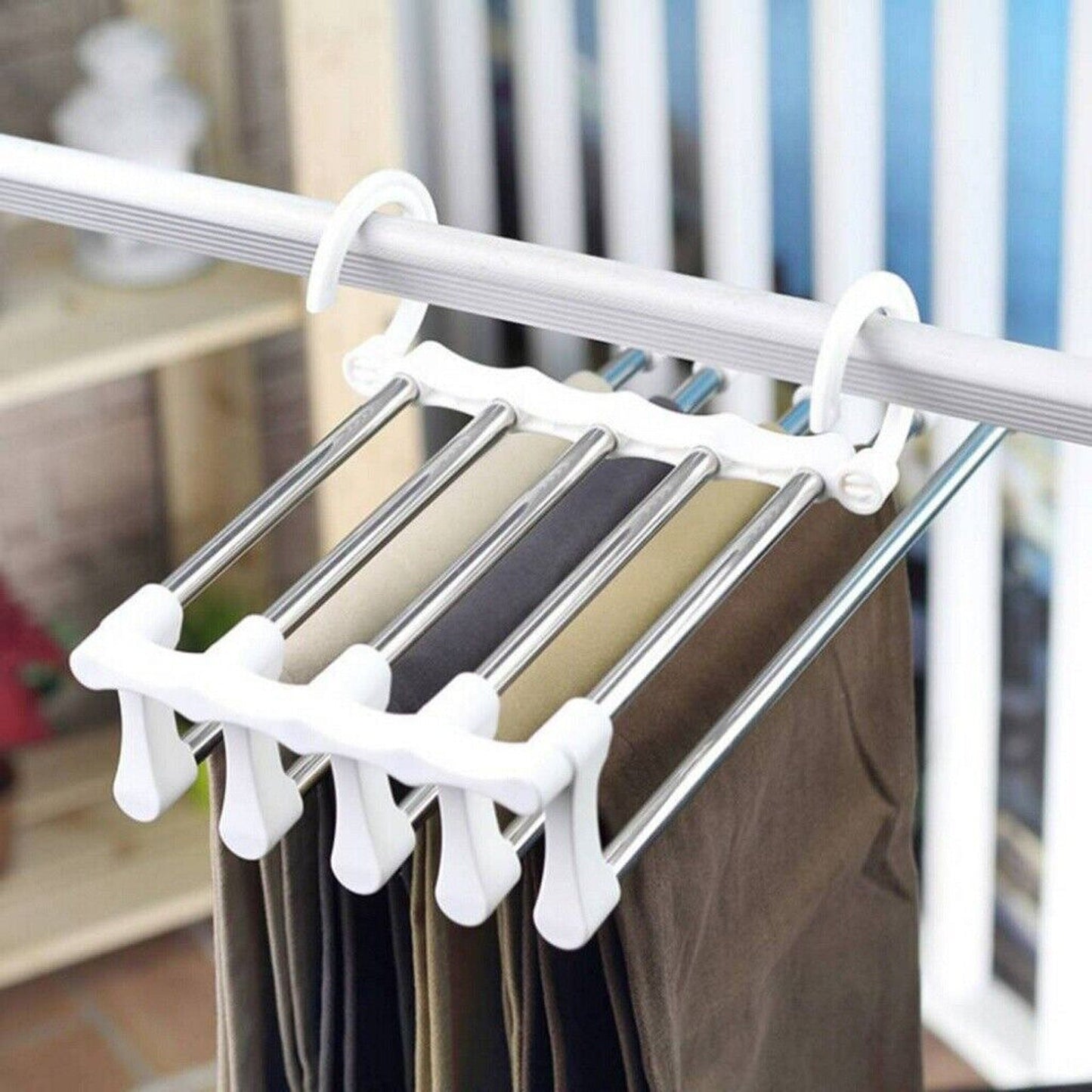 4pcs Stainless-Steel Multi-functional Pants Rack Magic Wardrobe Hanger