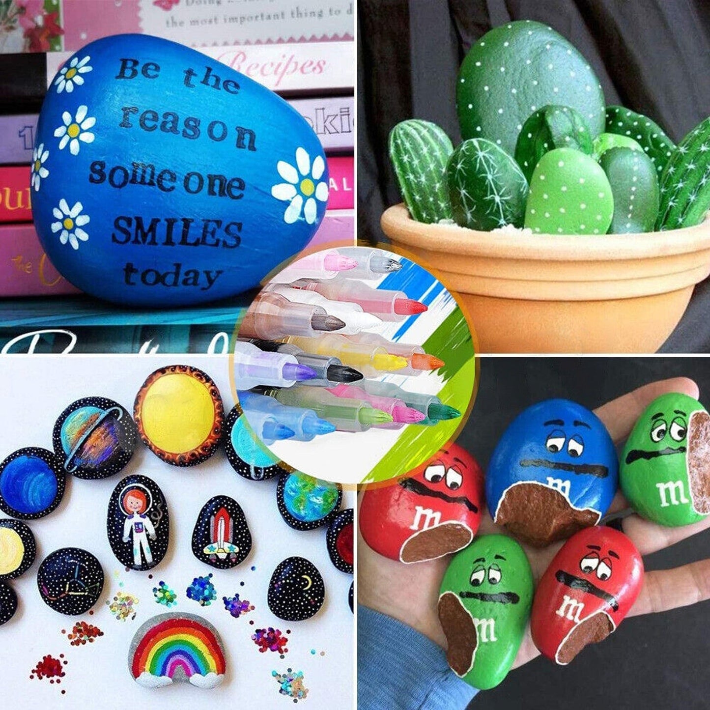 24pcs Stone Glass Rock Acrylic Paint Pens Colour Set for Rock Painting