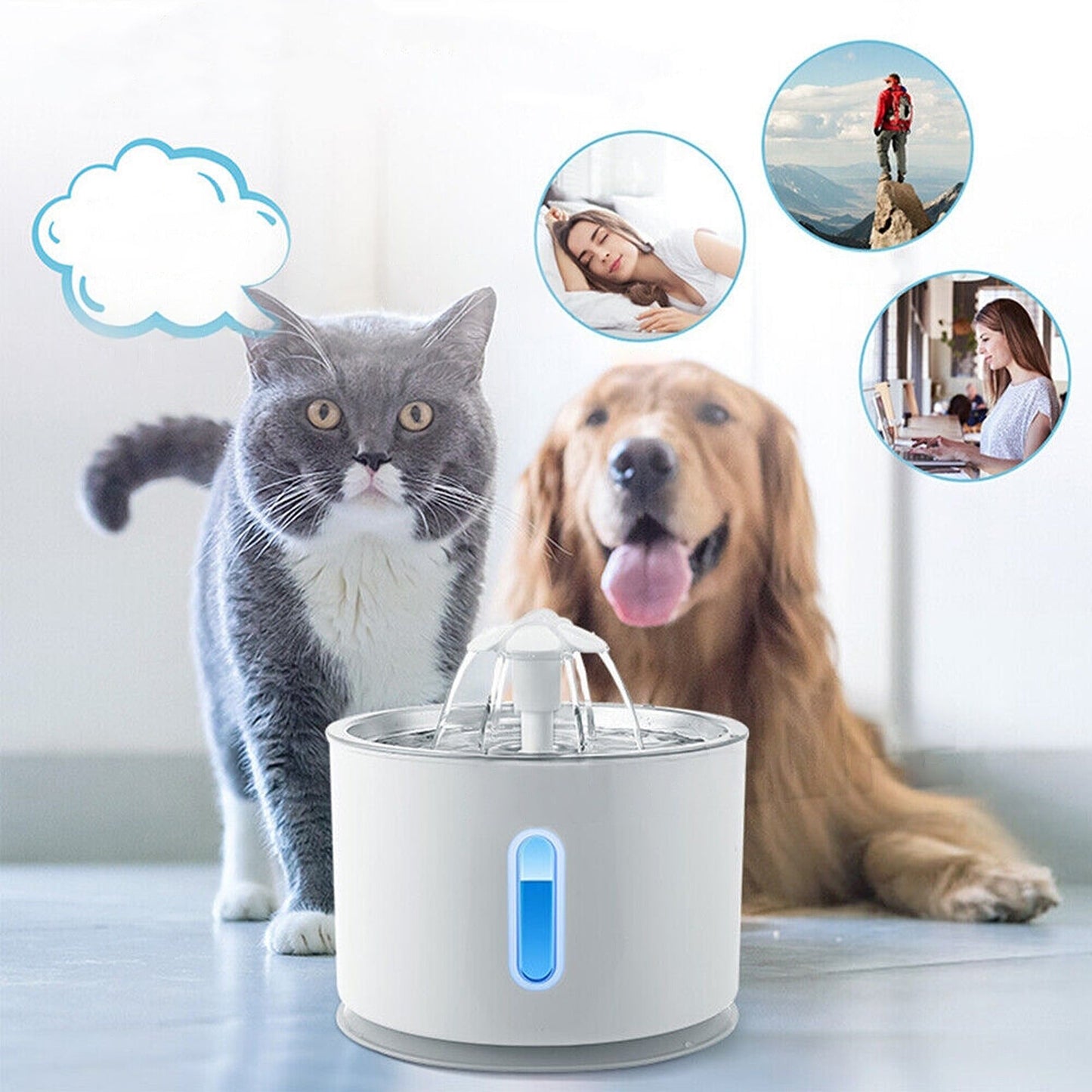 Electric Pet Drinking Fountain with LED USB Automatic Water Dispenser