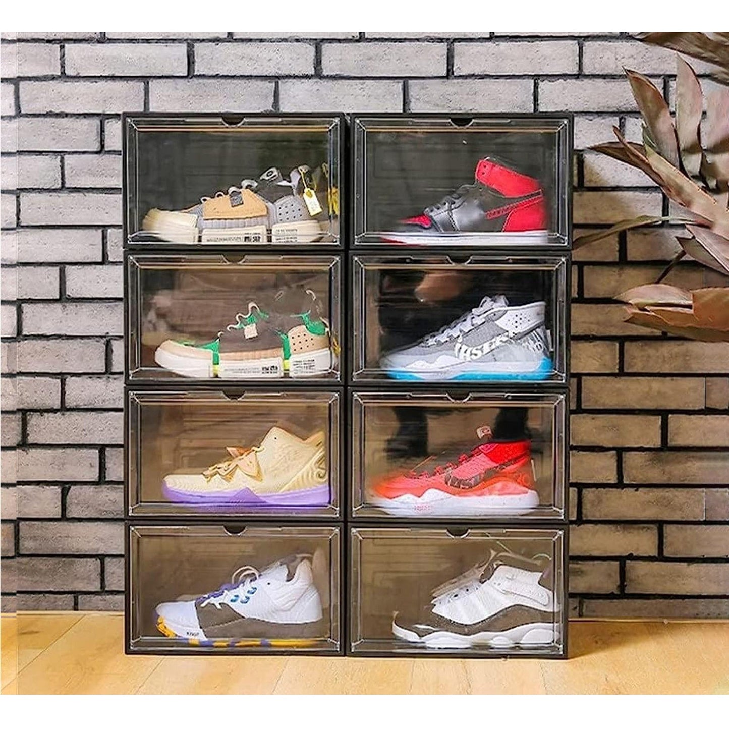 Black Clear Plastic Sneaker Display Cases Shoe Storage Box