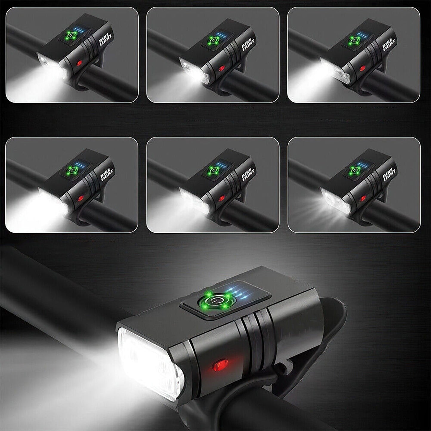 Rechargeable LED Bicycle Light Set T6 Front and Rear Headlight Tail Light
