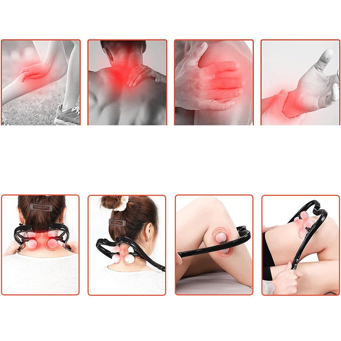Dual Trigger Point Neck Shoulder Massager Hand Roller for Pressure Relief