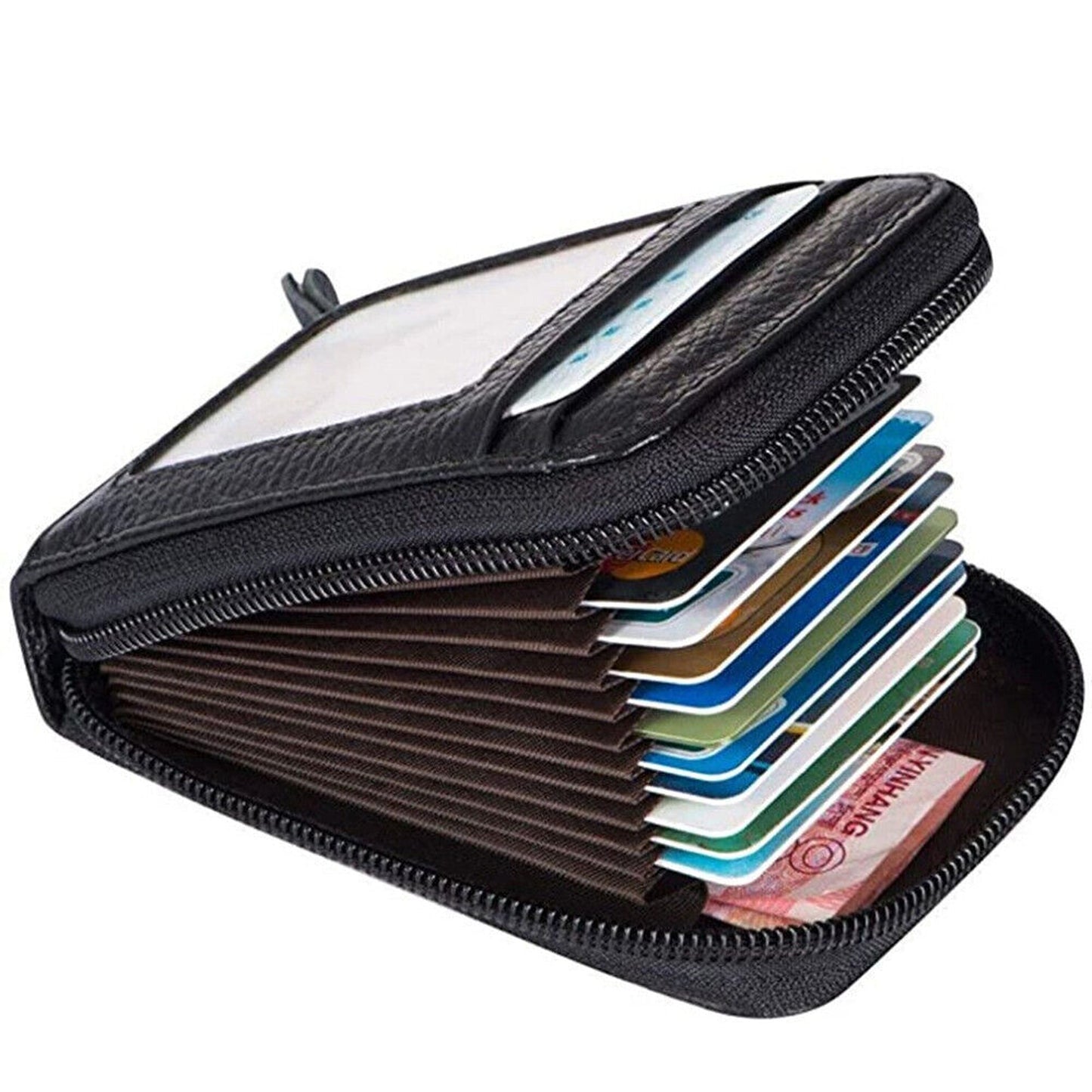 RFID Blocking Anti-theft Credit Card Holder with Leather Wallet
