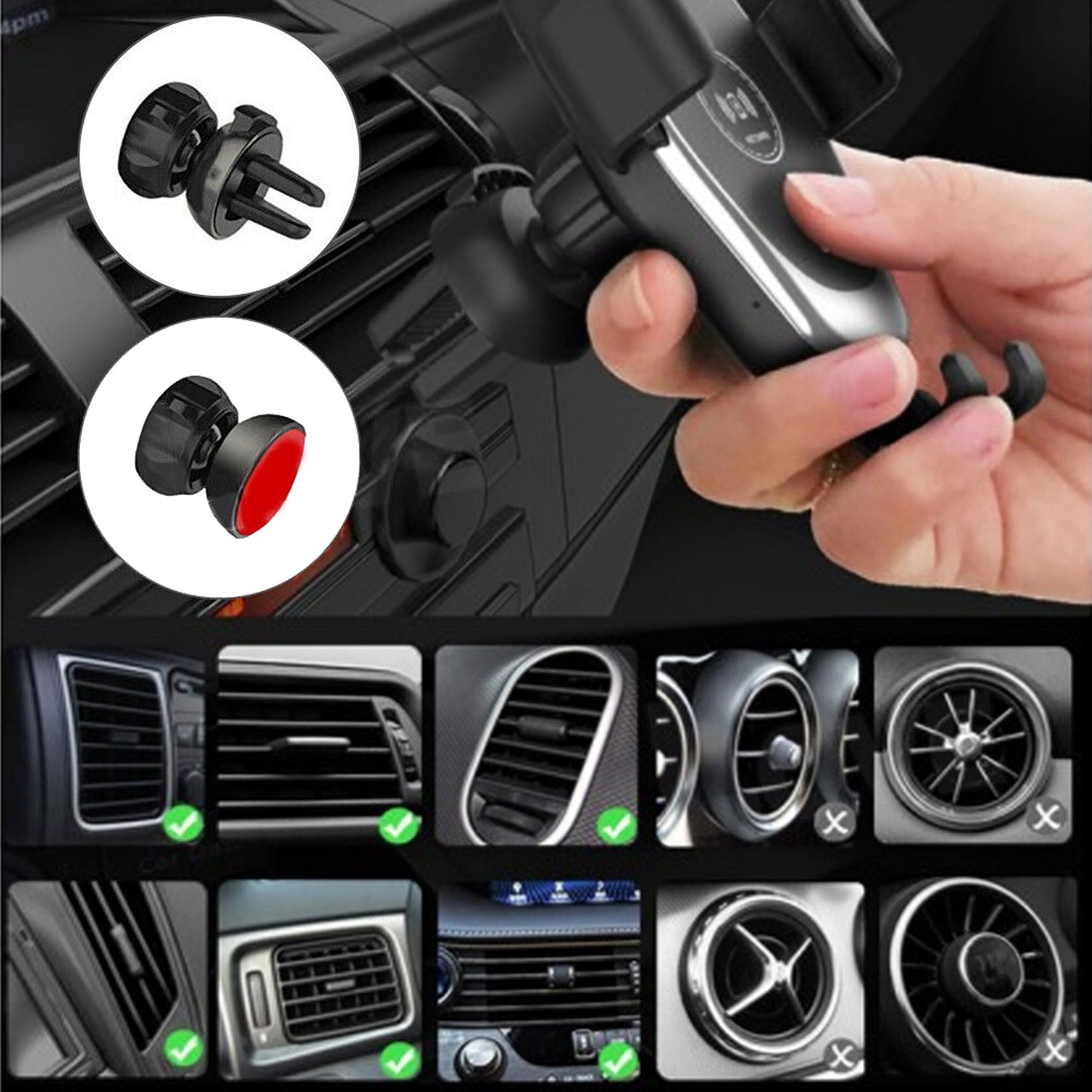 Gravity Charger Mount Wireless Car Holder For iPhone Pro Max 11 XS XR X 8