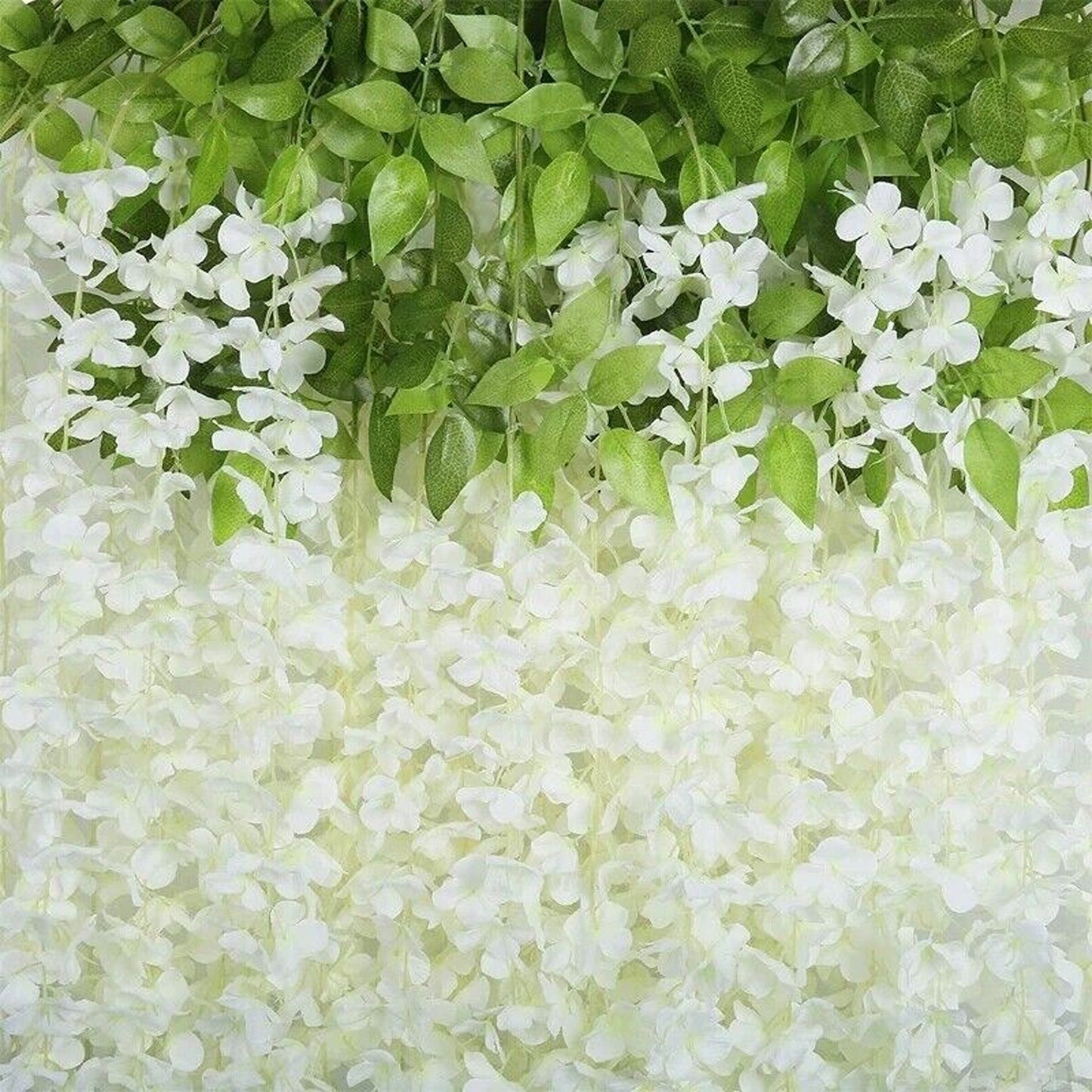 12pcs Hanging Silk Wisteria Vine Garland Artificial Leaf Decoration for Weddings