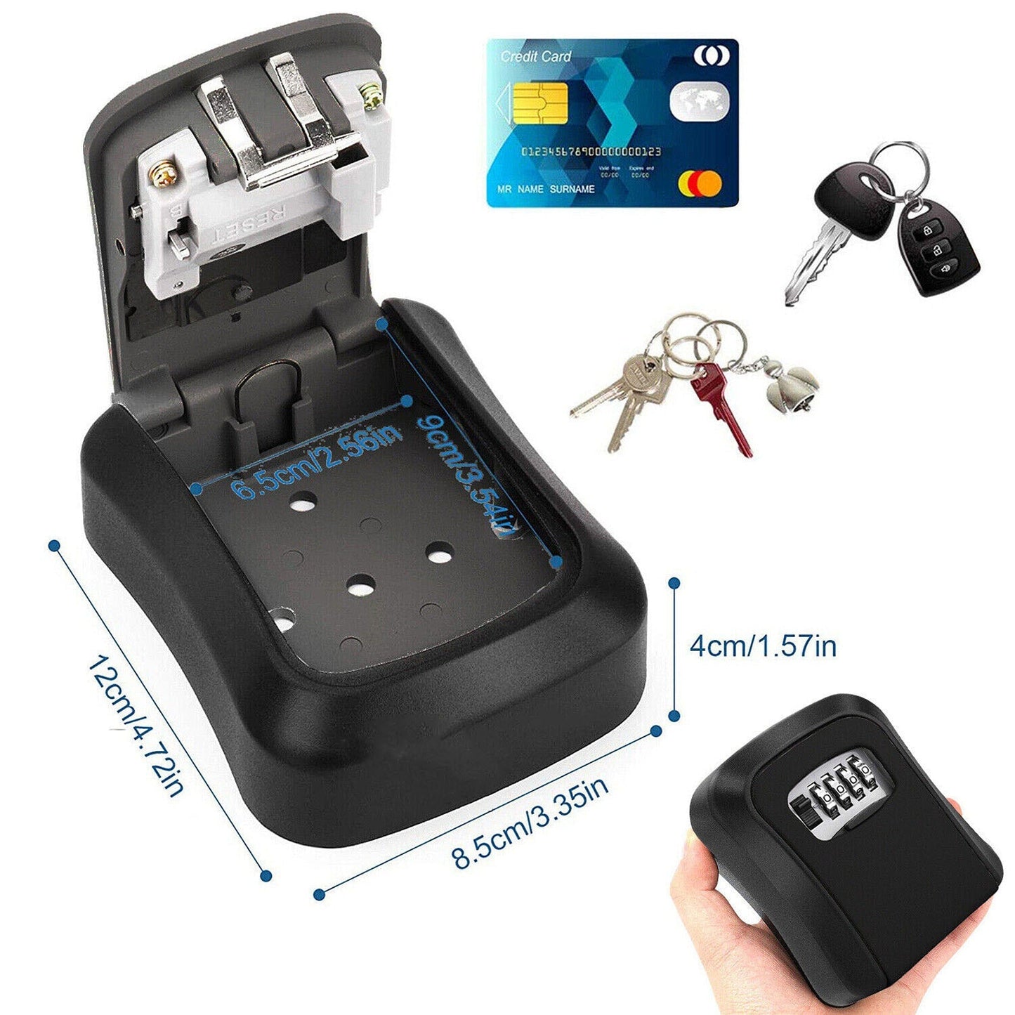 Outdoor Home Security Wall Mounted Key Safe with Combination Lock