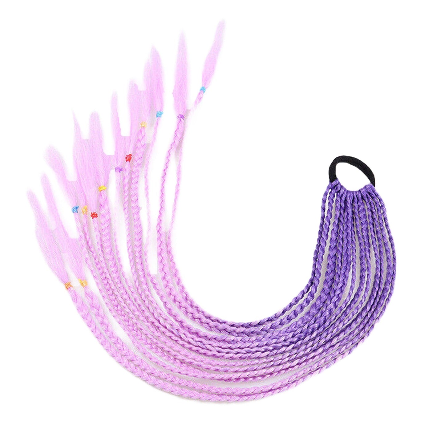Colorful Braided Hair Extensions Elastic Ponytail Tie Fashion Accessory