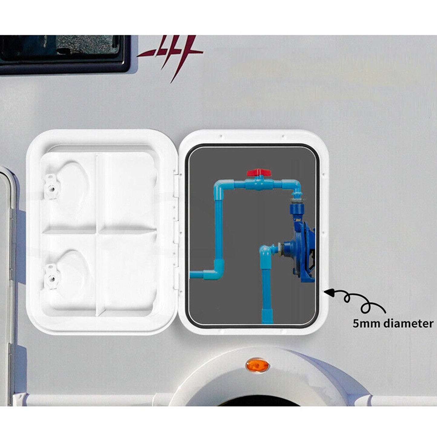 Service Access Hatch with Lockable Door for Caravans and RVs Storage Solution