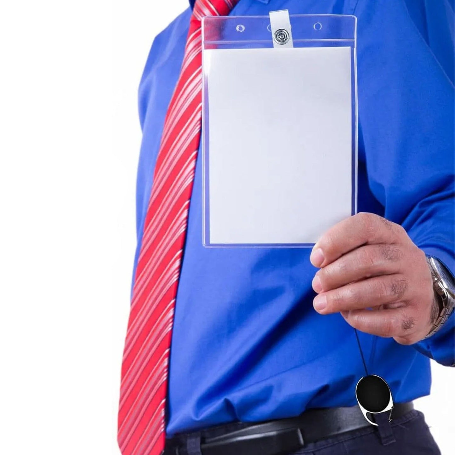 2pcs Dual Retractable ID Badge Reel with Belt Clip