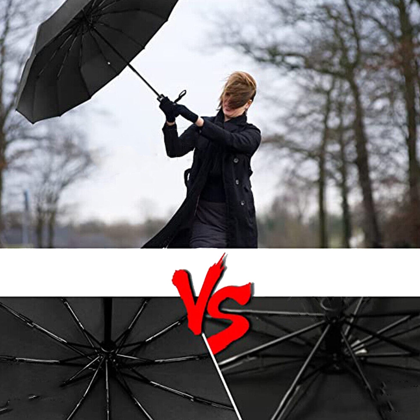 Compact Folding Umbrella Automatic Windproof With Fiberglass 12 Ribs