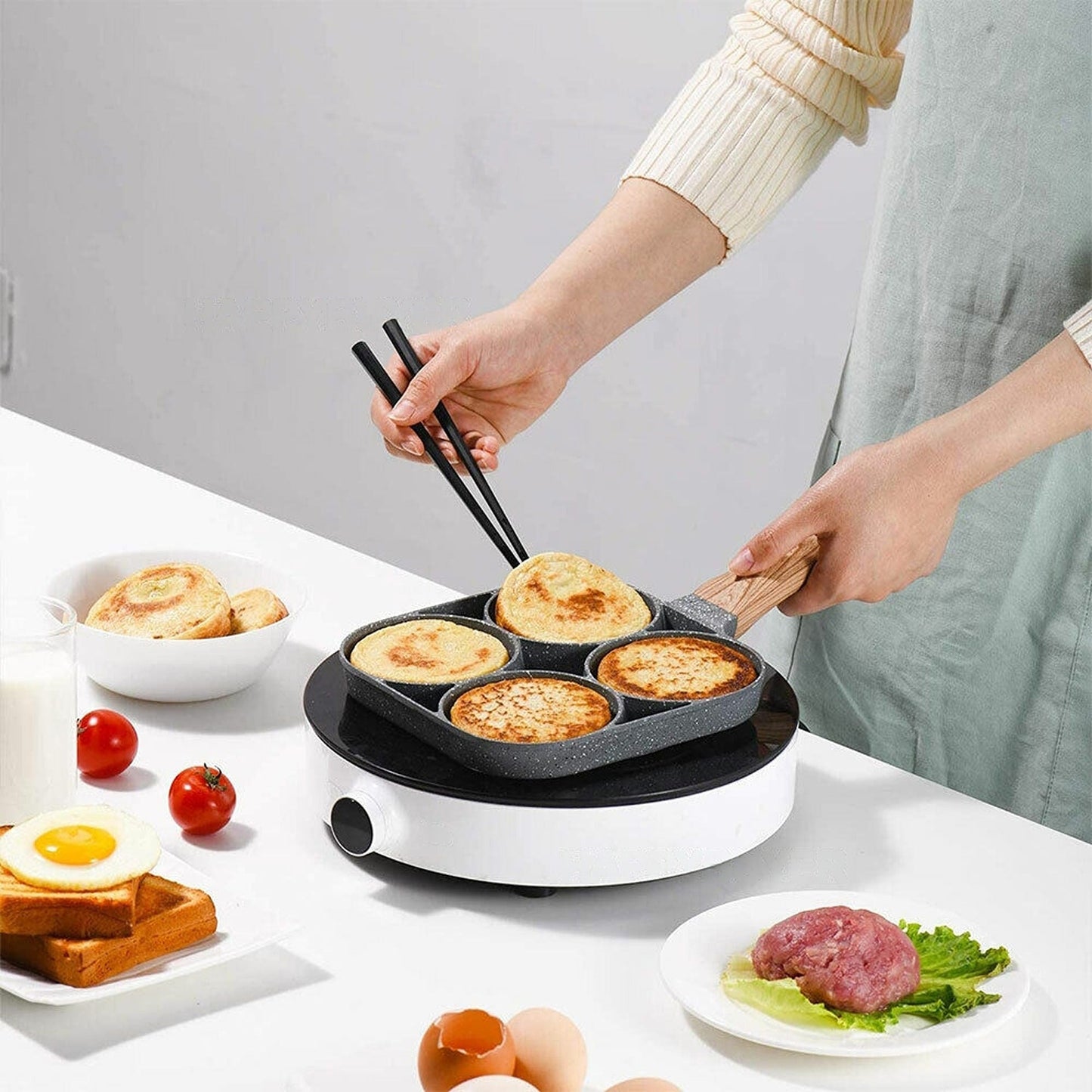 4 Cup Non Stick Breakfast Egg Maker Pan Fried Egg Pancake Burger Cookwares