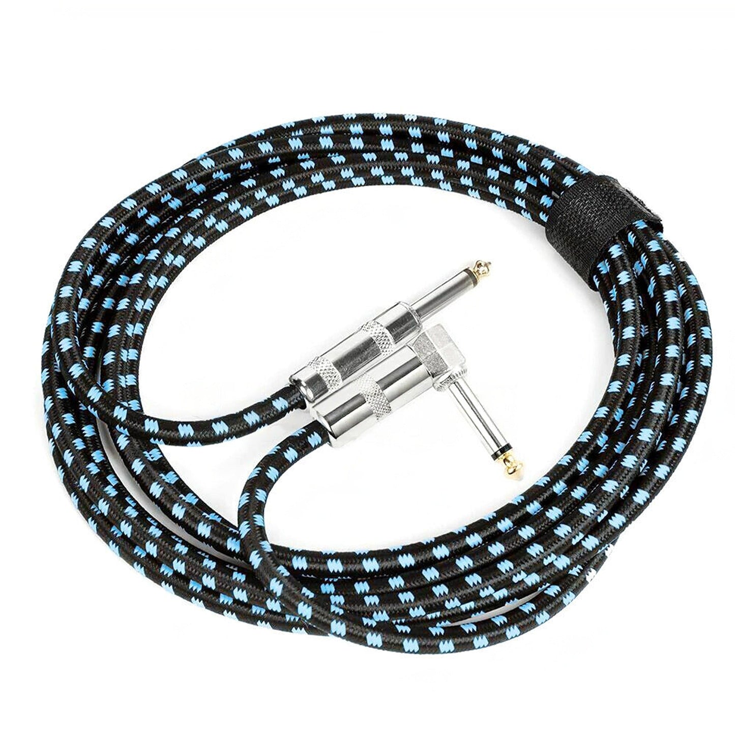 Professional Tweed Braided Guitar Cable Noiseless 3M Right Angle Jack Lead