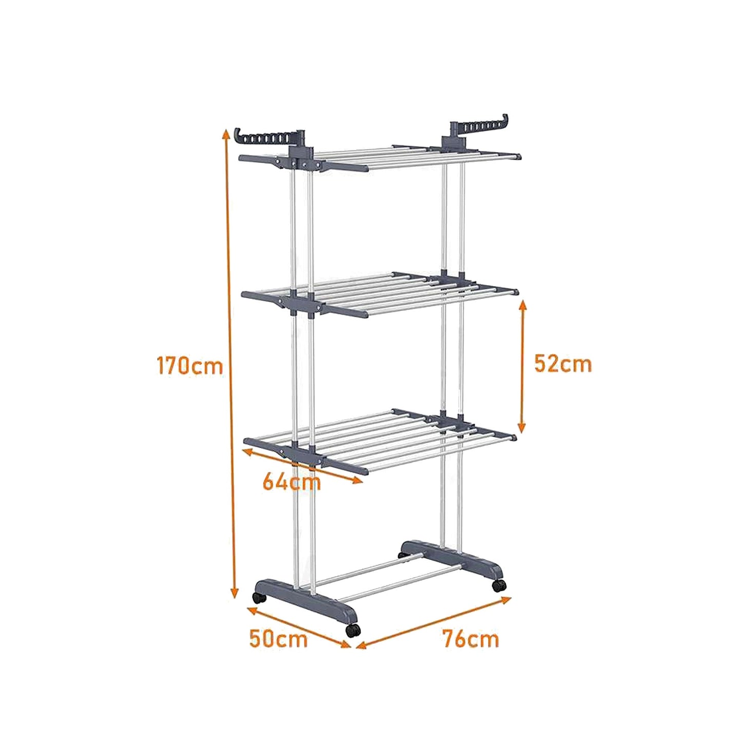 4-Layer Clothes Drying Rack Foldable Garment Laundry Airer Support Horse