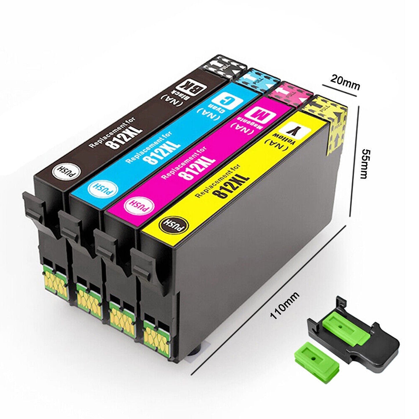 4pcs Ink Cartridges Compatible with EPSON WF7830/7840/4830/3820 - 812XL