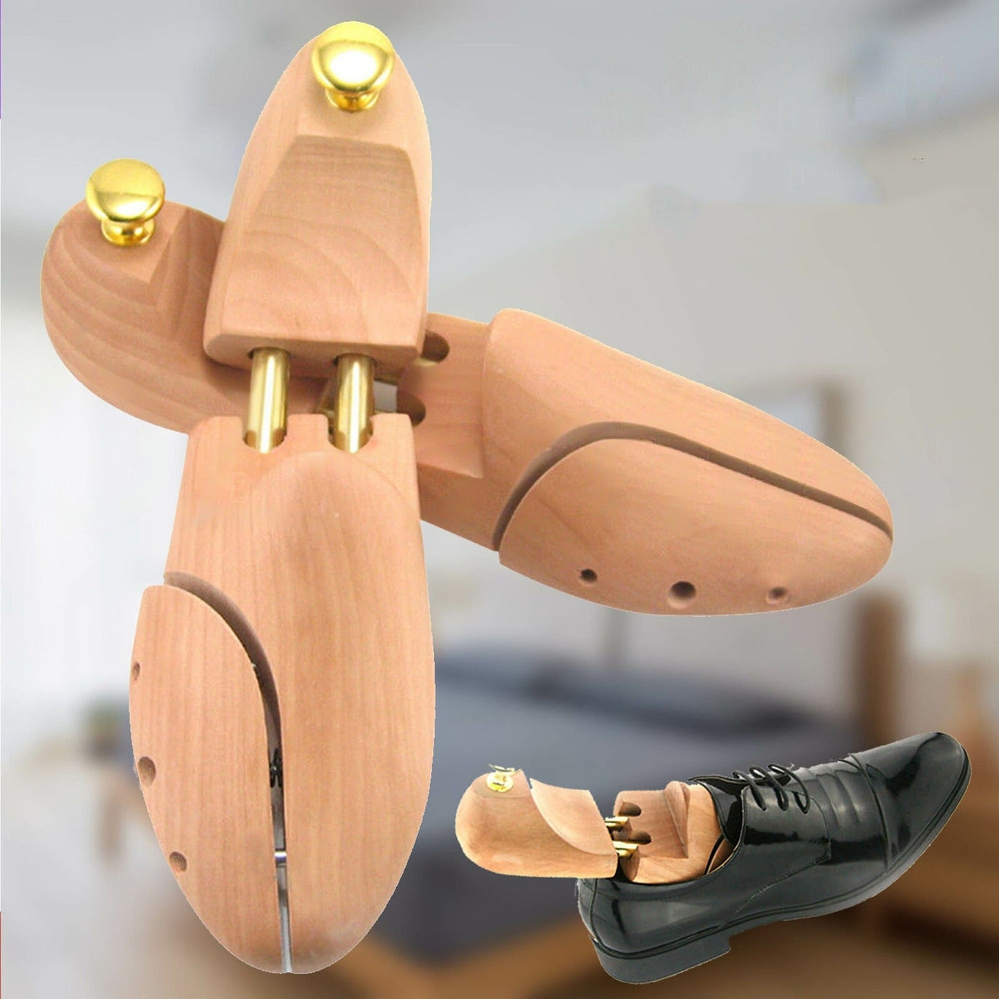 Adjustable Cedar Wood Shoe Tree Shaper and Stretcher for Men and Women