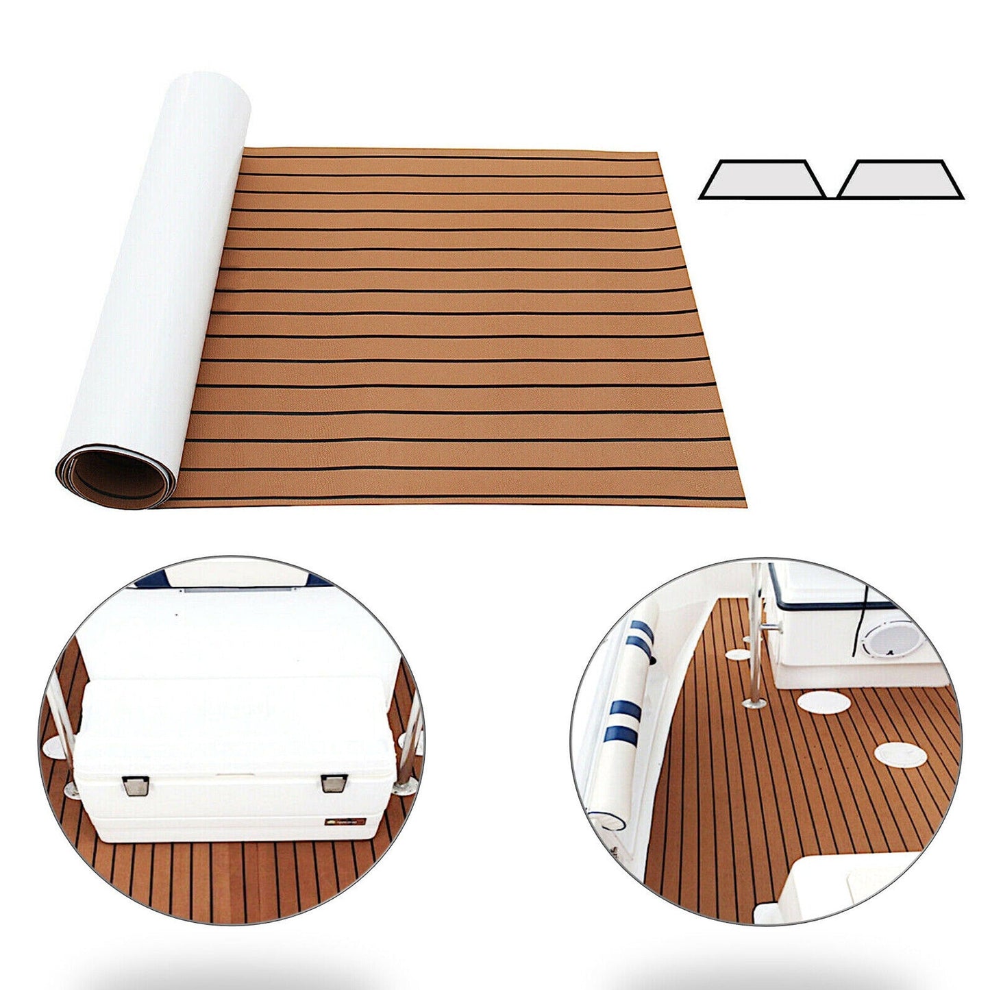 Marine Grade EVA Teak Decking Flooring Mat Brown 240 x 90 cm for Boats