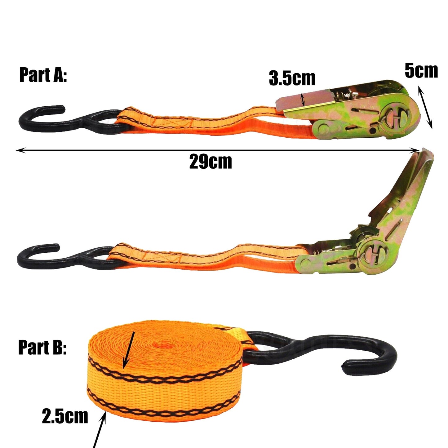 4pcs Polyester Webbing Ratchet Tie Down Strap for Roof Rack Cargo Trailer