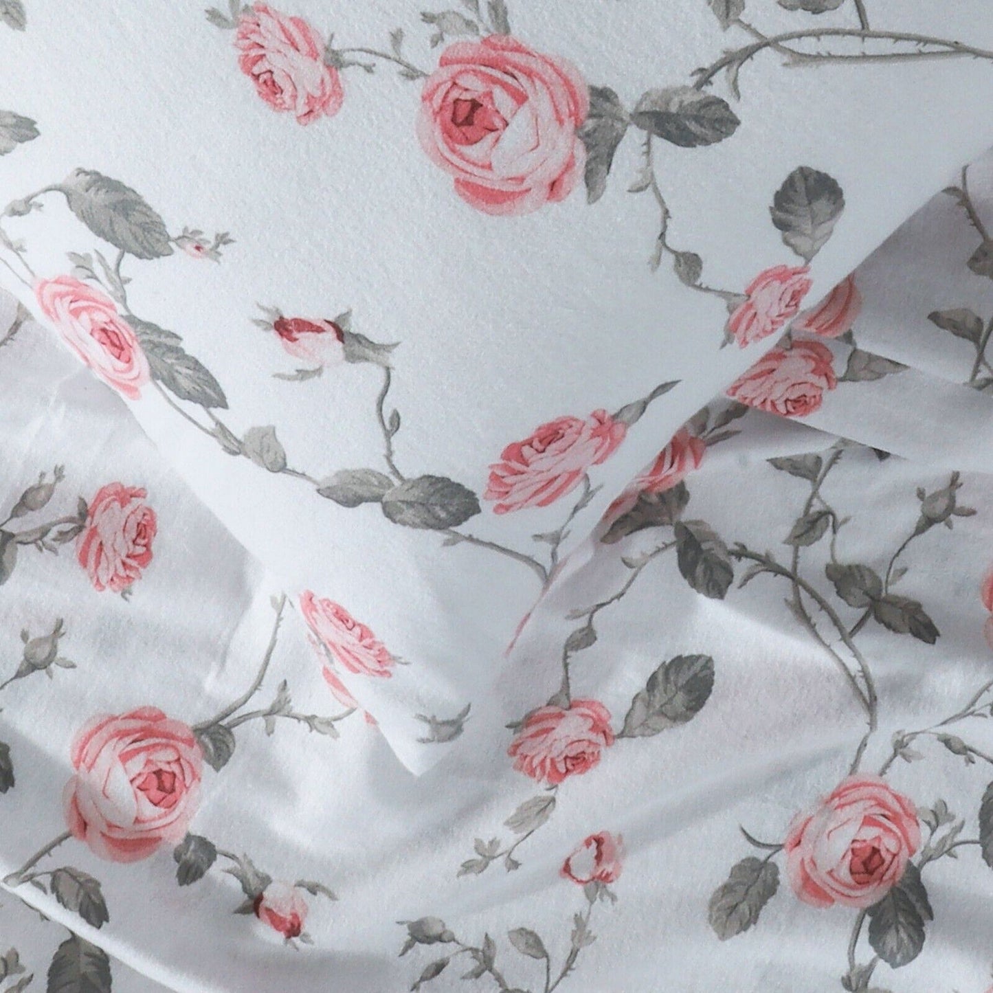 Blush Floral Cotton Flannelette Sheets Set with Standard Pillow Case Single Double Queen King