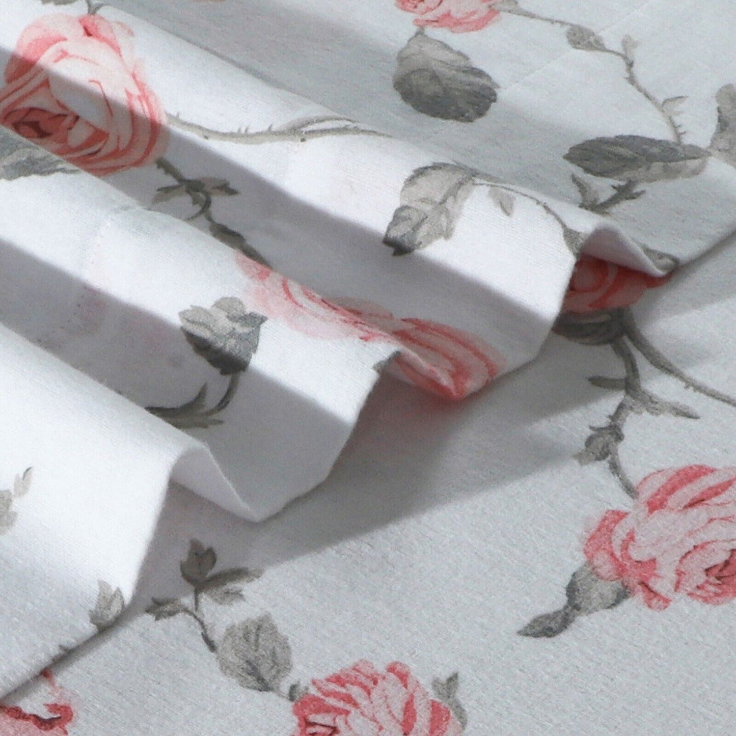 Blush Floral Cotton Flannelette Sheets Set with Standard Pillow Case Single Double Queen King