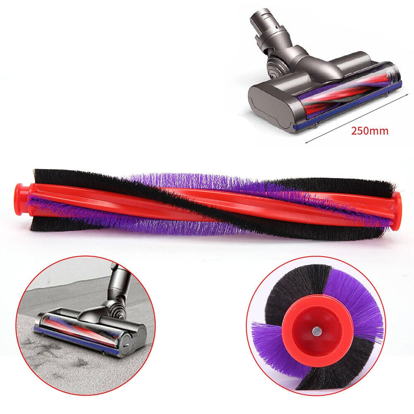 Dyson-Compatible Floor Head with Roller Brush for V6 DC58  DC59 Models