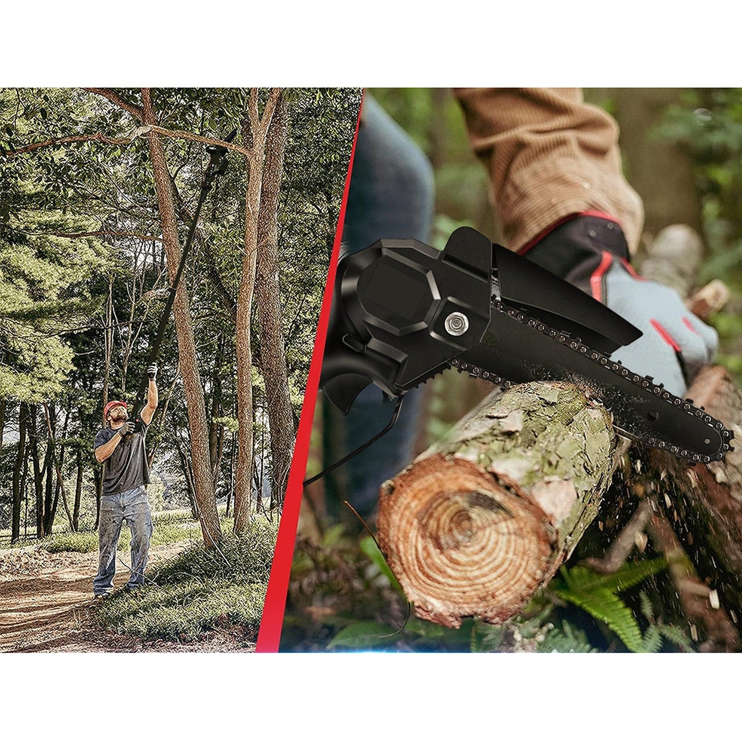 2-in-1 Cordless Pole Chainsaw and Tree Pruner Compatible with Makita 18V Battery