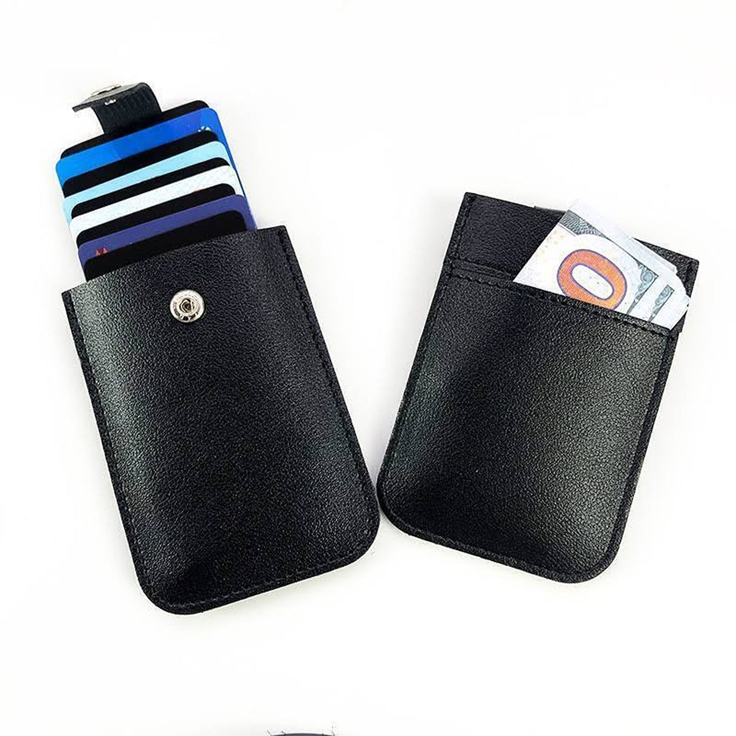 Pull-Out Business Card Holder Leather ID and Credit Card Bag