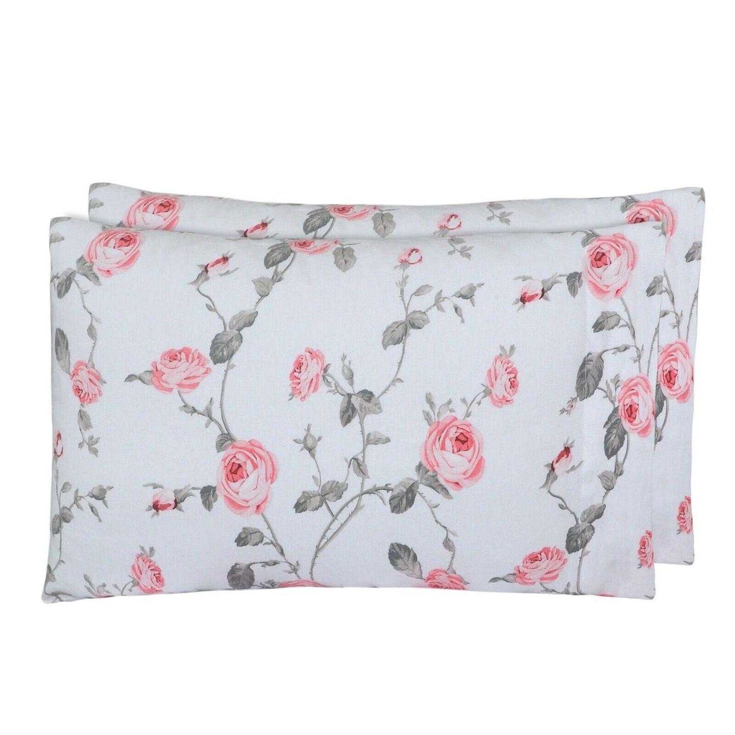 Blush Floral Cotton Flannelette Sheets Set with Standard Pillow Case Single Double Queen King