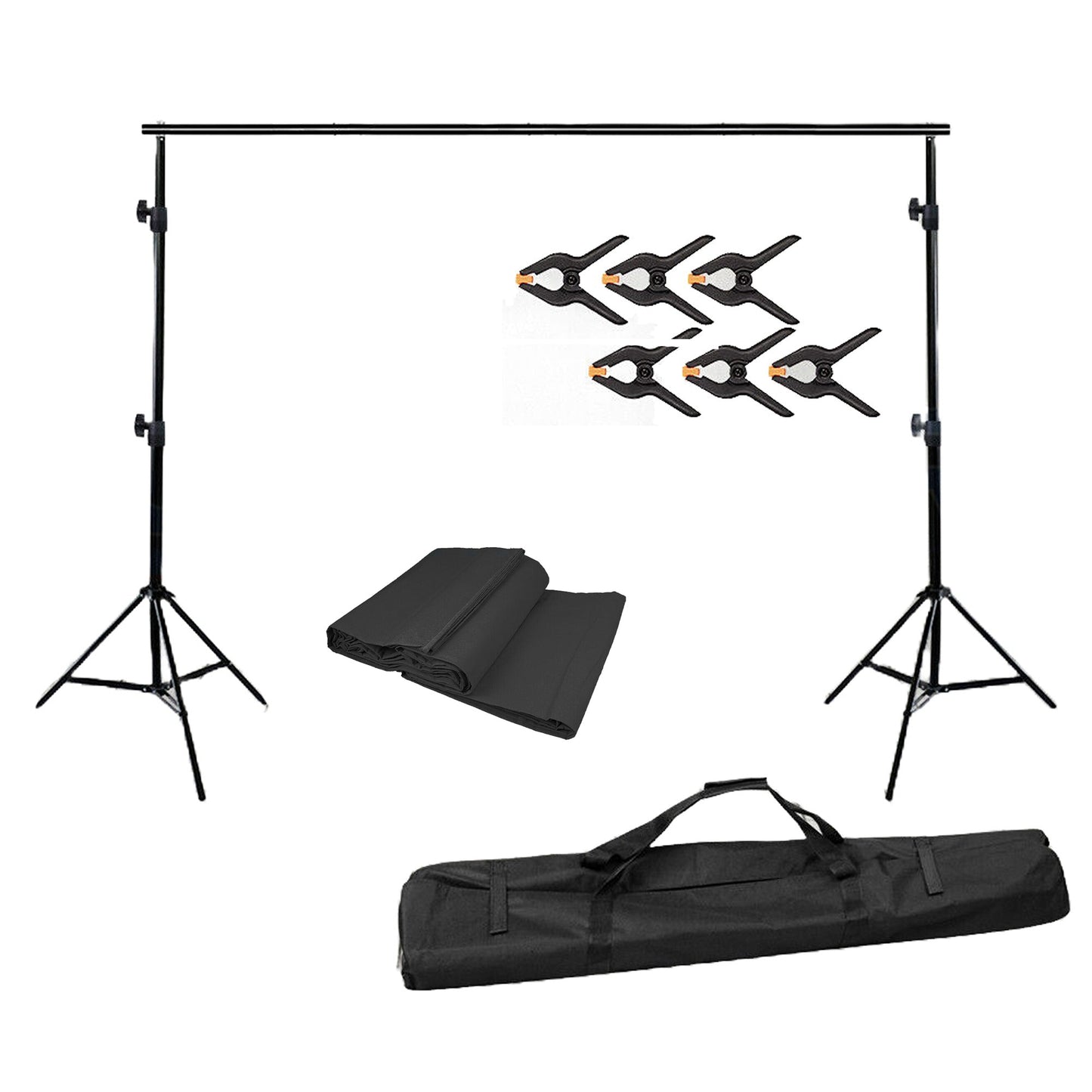Studio Photo Black Muslin Backdrop with Support Stand Kit - 3.6M