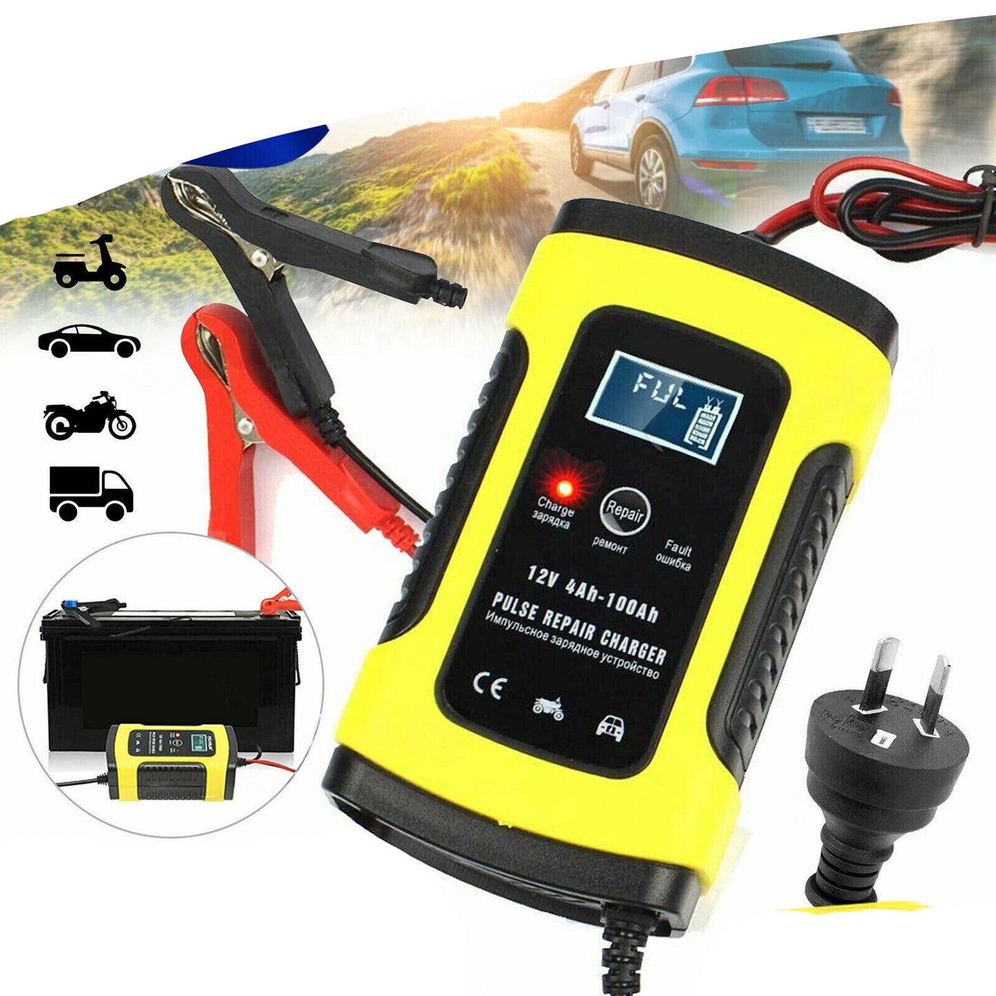 Smart 12V Car Battery Charger 6A LCD Model for Boat Caravan Truck