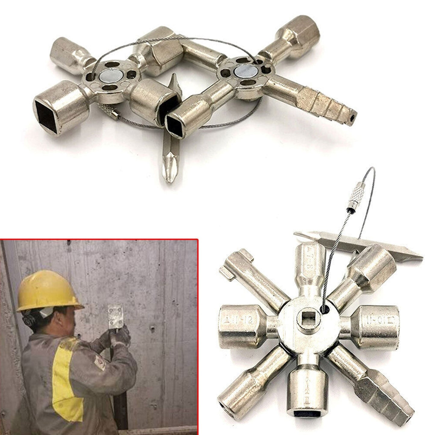 10-in-1 Multi-Function Elevator Key Switch Wrench for Utility and Emergency