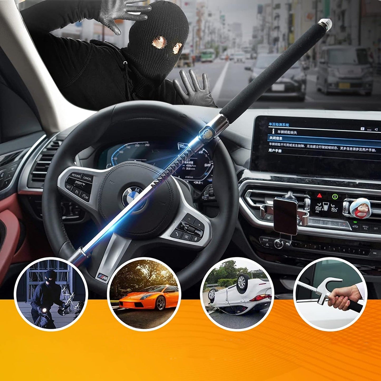 Anti-Theft Lock Universal Steering Wheel Clamp Security