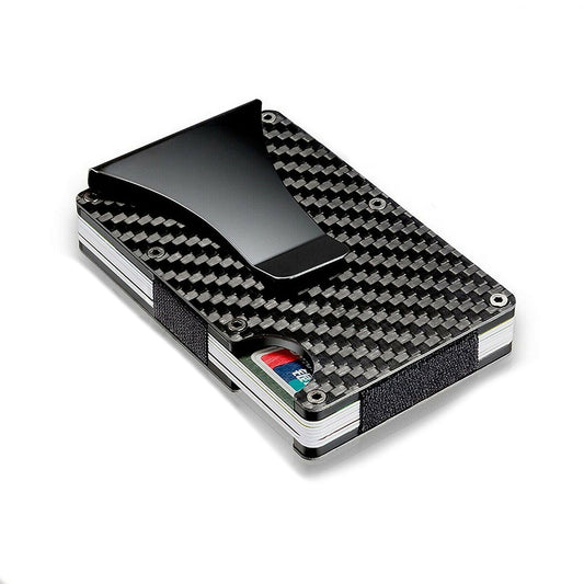 Men Slim Carbon Fiber Credit Card Holder RFID Blocking Wallet Money Clip