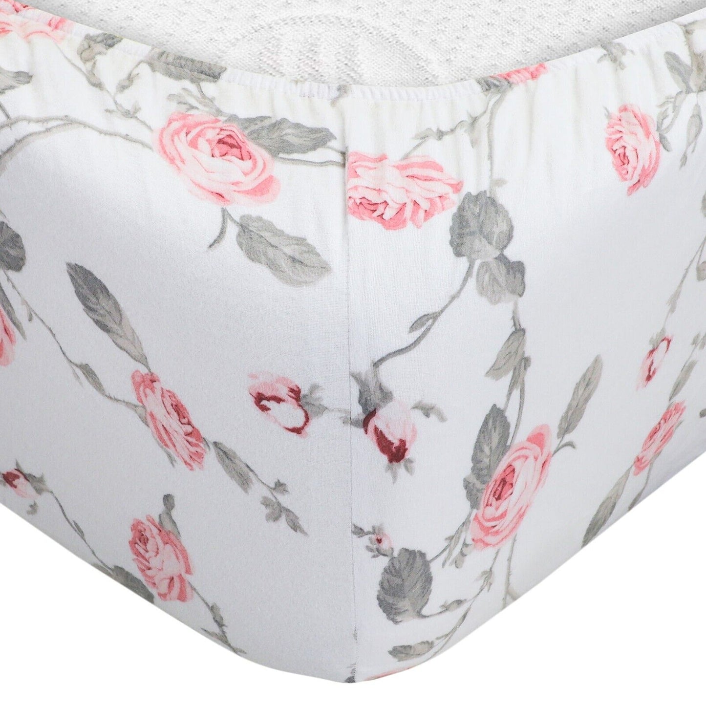 Blush Floral Cotton Flannelette Sheets Set with Standard Pillow Case Single Double Queen King