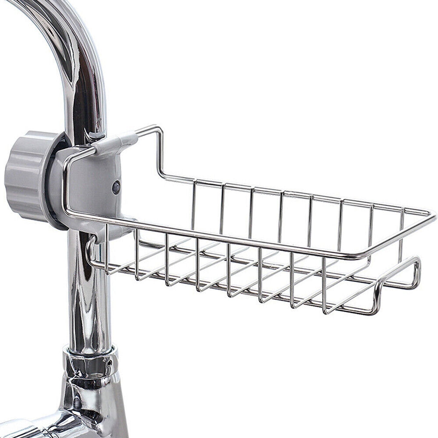 Sponge Holder for Kitchen Sink Faucet Shelf with Cloth Rack Organizer