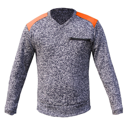Navy Orange Panel Zip Marble Body Work Jumper with Chest Pocket